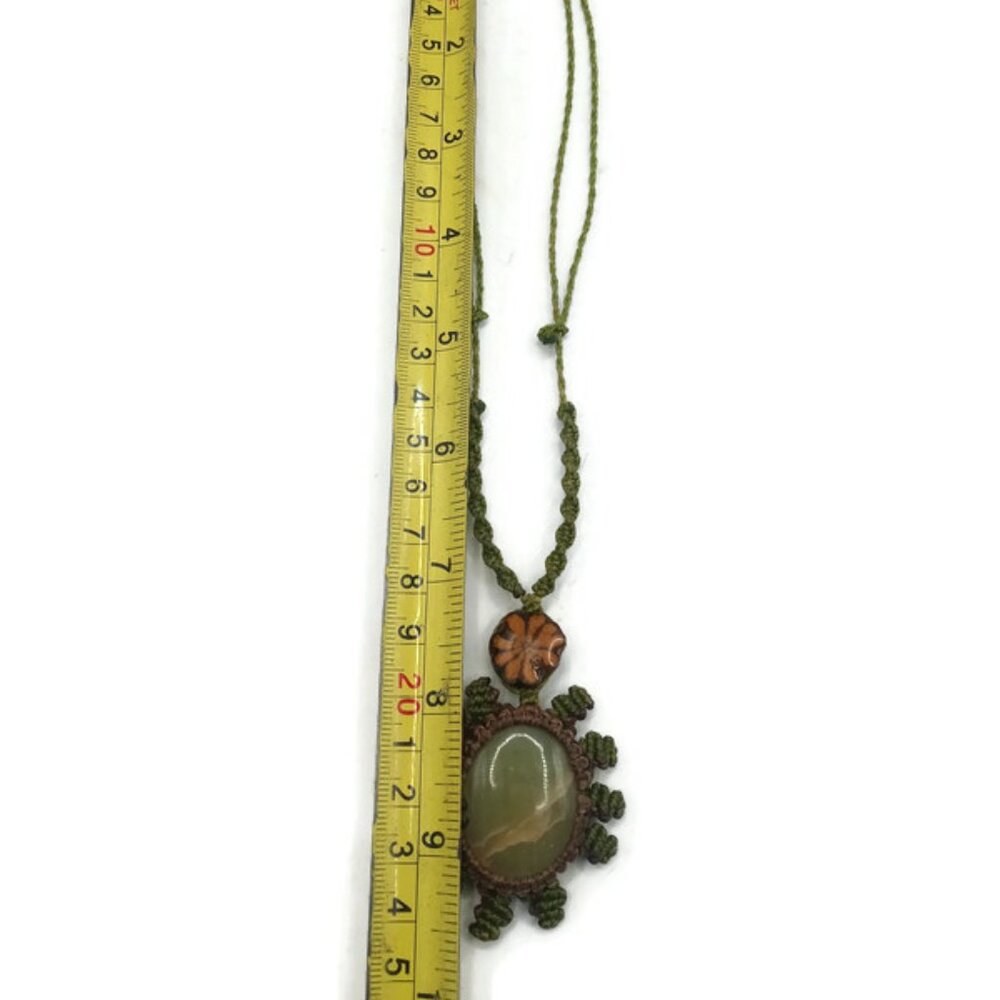 Adjustable Woven Macram Thread Necklace With Natu… - image 6